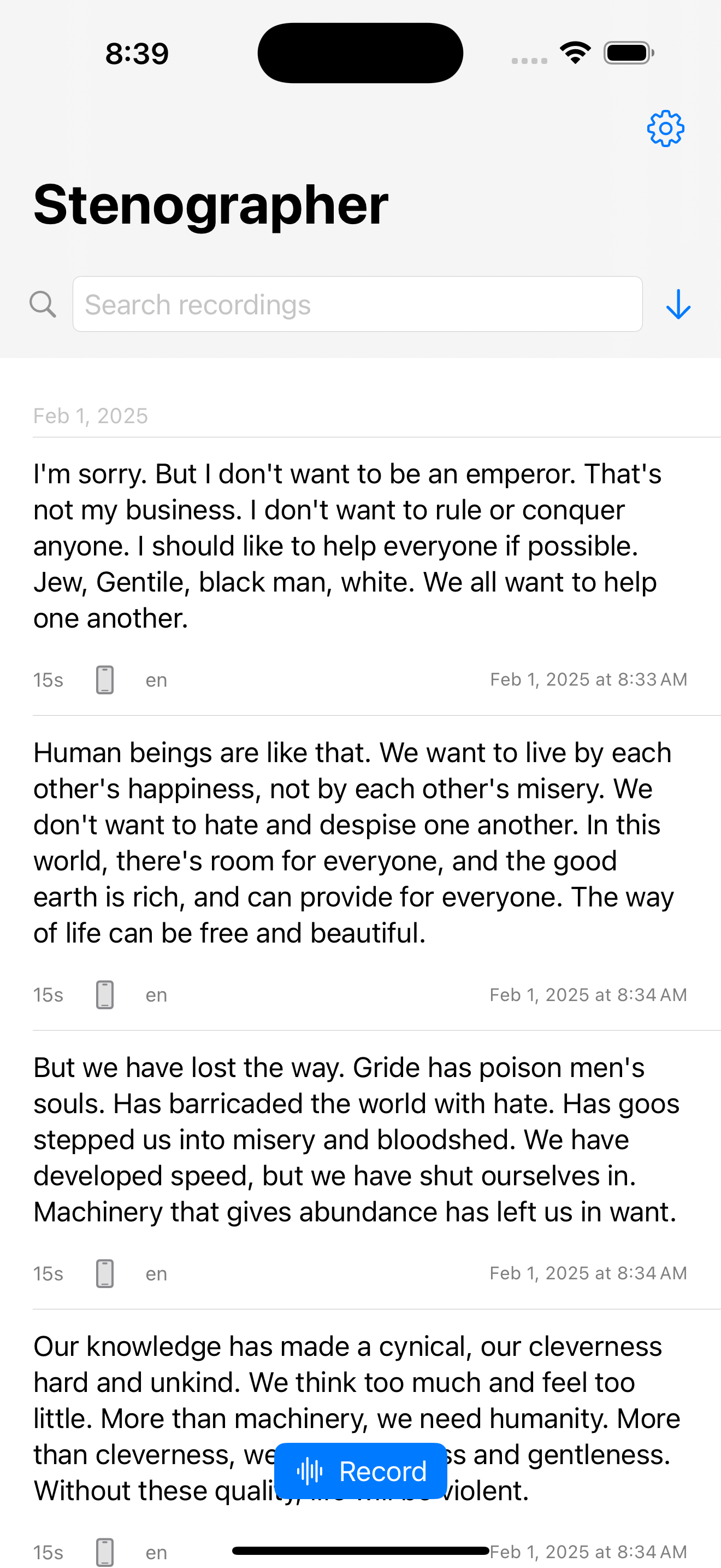 Stenographer Features