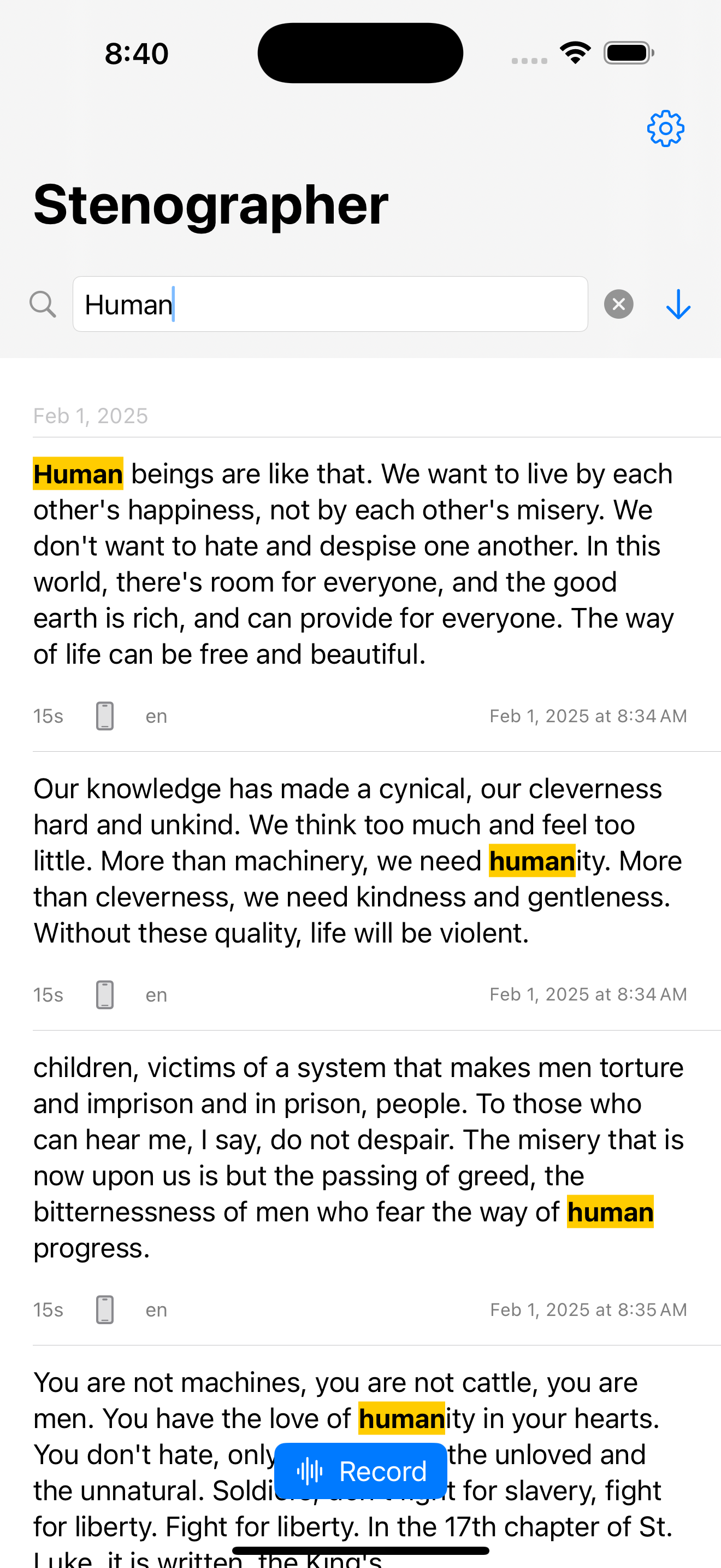 Stenographer for Daily Life